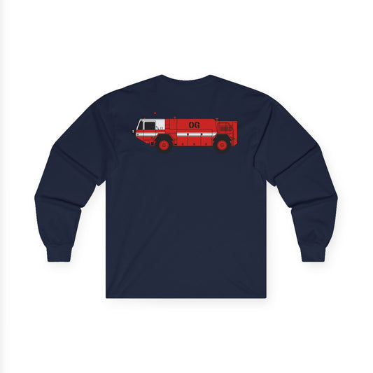 Fire Truck Long Sleeve Tee - Unisex Cotton Shirt for Firefighters and Enthusiasts